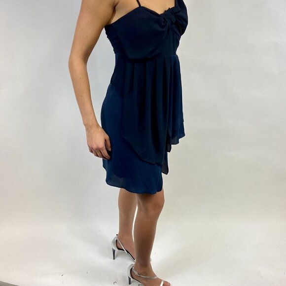 MM Couture Navy Two-Tone Spaghetti Strap Cocktail Dress, Small - Picture 7 of 15